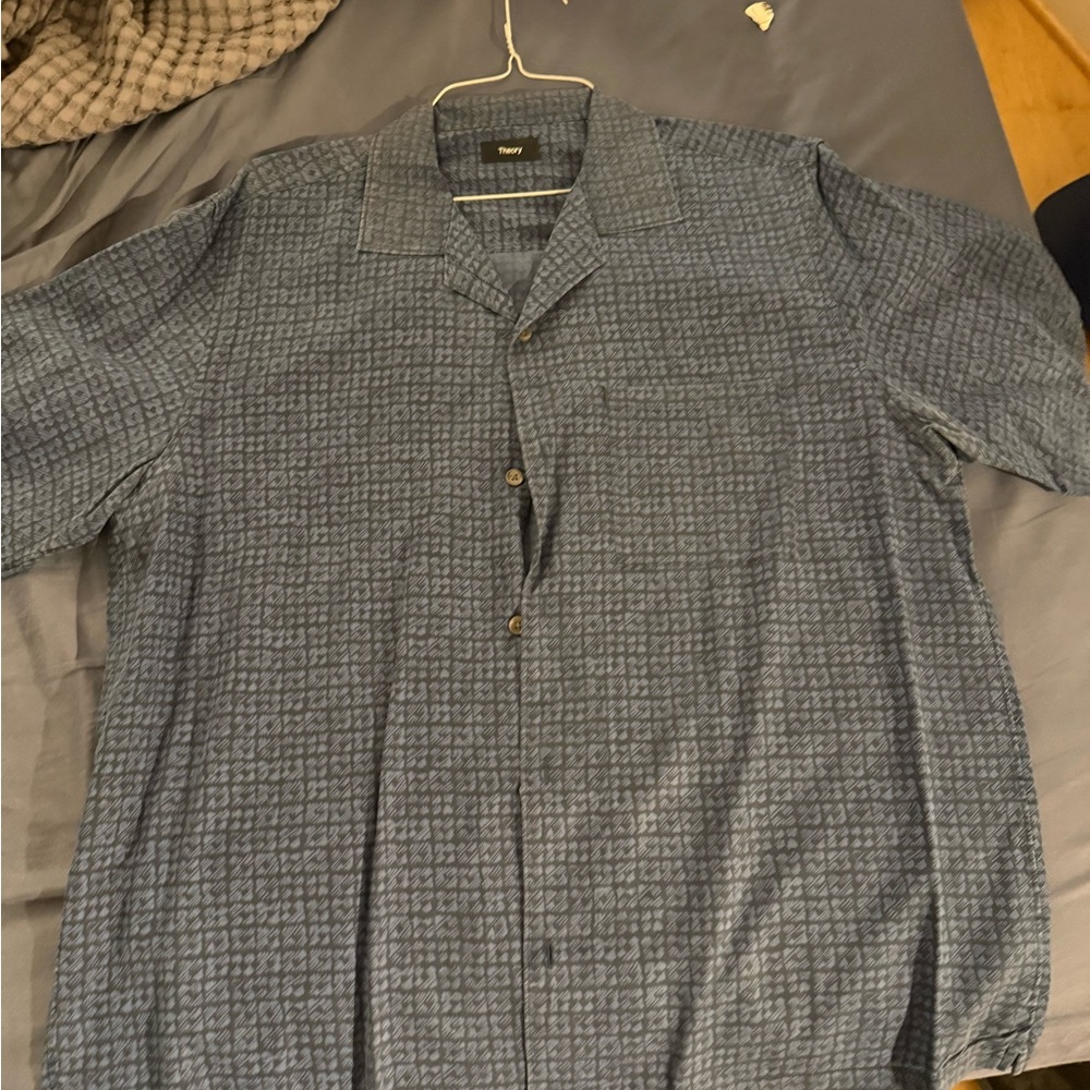 Theory Patterned Navy Shirt